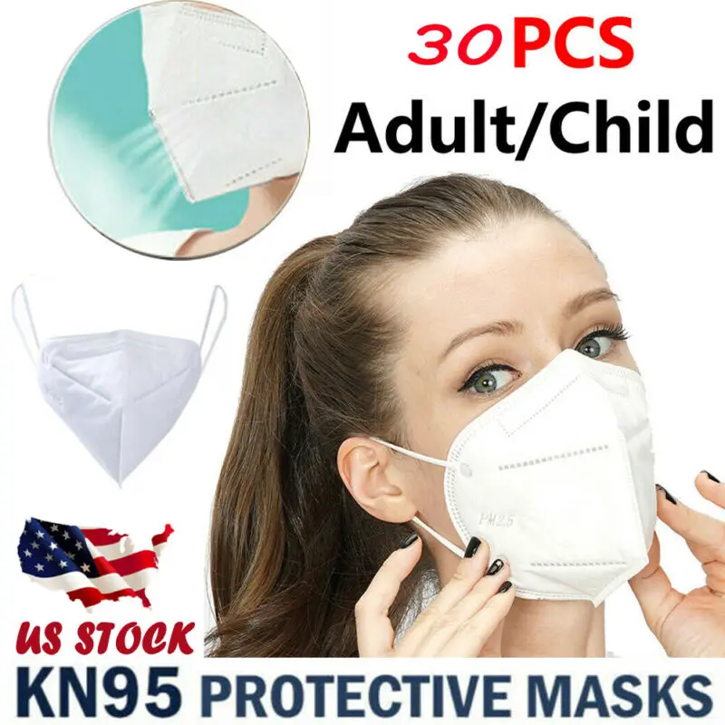 

Reusable 30 Pcs KN95 Face Shield Mouth Mask For Kids and Adult Anti PM2.5 Haze Flu Dental Protection White Face Mask