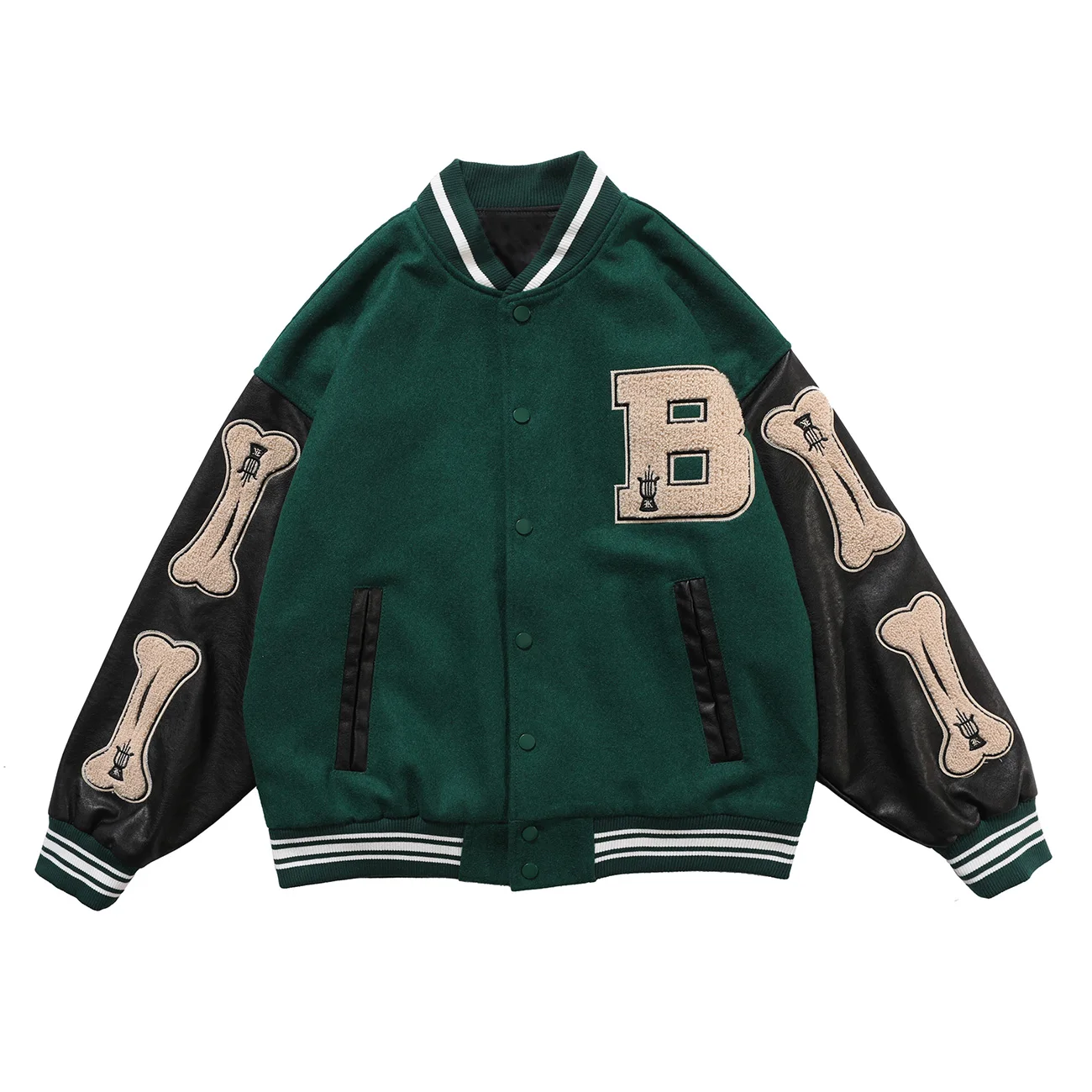 Jackets Mens Coats Color-Block Baseball Harajuku-Streetwear Bone-Patchwork Unisex Hip-Hop
