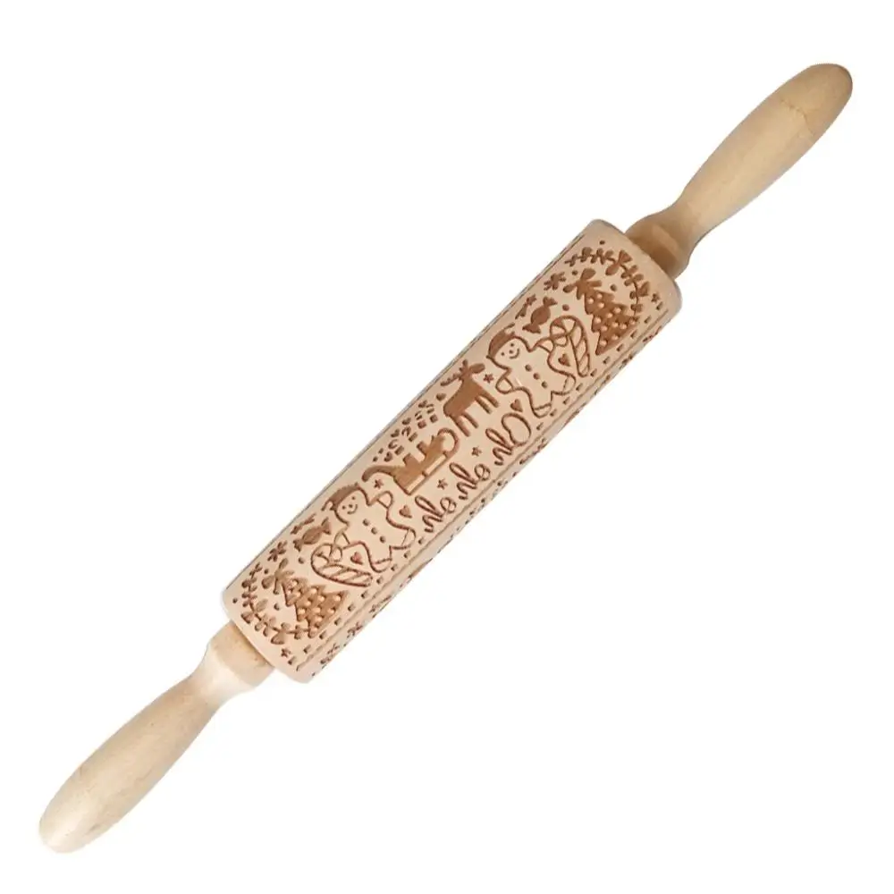 Rolling Pin 35 см Рождественская Скалка rouleau a patisserie walek do ciasta patisserie outils аксессуары douille patisserie Xmas@ 5 - Цвет: Rolling Pin