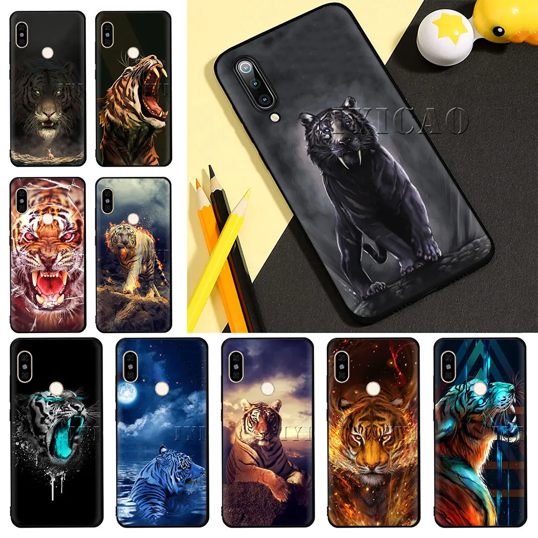 

IYICAO Tiger Animal Alpha Soft Silicone Case for Redmi K20 Proo 7A Go Note 5 6 7 Pro 5A Prime Case