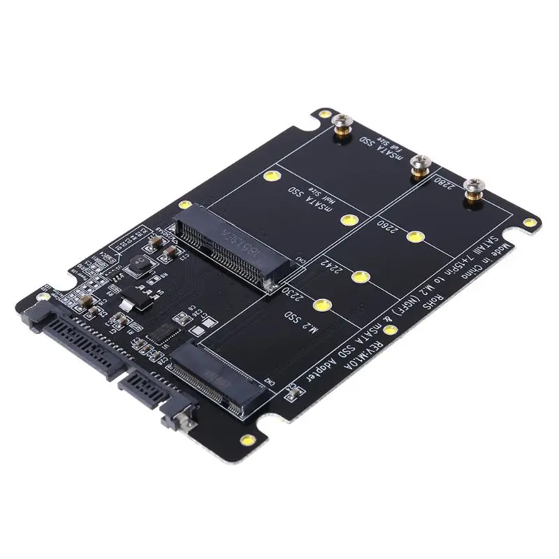 2 In 1 M.2 B+M Key Mini PCI-E or mSATA SSD to SATA III Adapter Card for Full Msata SSD/ 2230/2242/2260/22x80 M2
