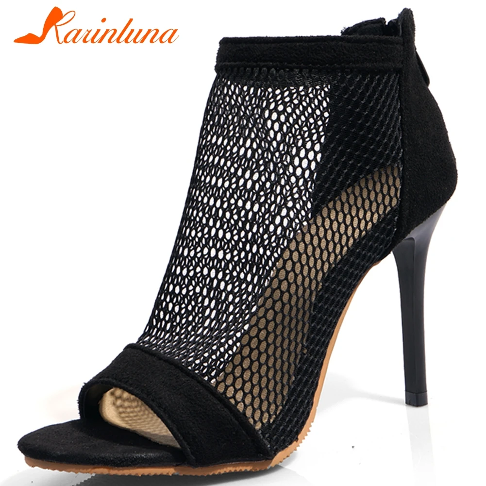 

Karinluna 2020 New Arrivals Plus Size 48 Peep Toe Summer Gladiator Sandals Woman Shoes Thin Heels Zip Up Shoes Women Sandals