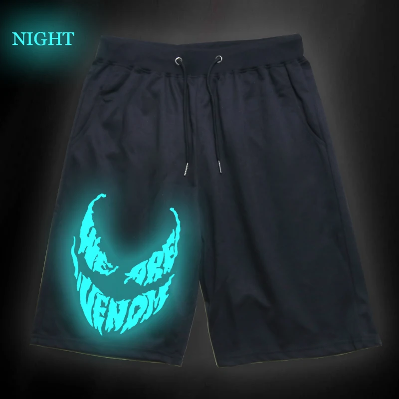 Летние Модные Повседневные Дышащие штаны, супер герой Веном, светящиеся Хлопковые Штаны, Эдвард Брок, беговые шорты