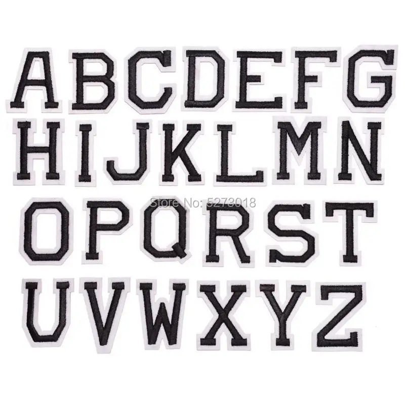 Черный/белый 26 шт. простые английские буквы эмблема на ткани нашивки одежду
