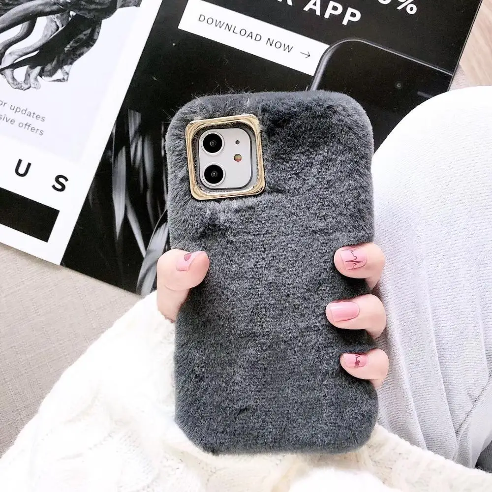 gray Роскошный плюшевый чехол карамельного цвета для девочек для samsung Galaxy S7 Edge S8 S9 S10 e Plus, задняя крышка для телефона samsung Note 9 Note 10 Plus - Цвет: gray