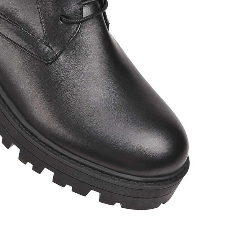 Недорогие байкерские черные мотоциклетные ботинки на высоком массивном каблуке 13, 45; водонепроницаемые зимние ботинки на платформе; женские ботильоны на шнуровке; большие размеры 12, 44