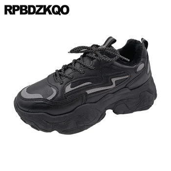 

women white trainers winter sneakers muffin lace up designer elevator creepers platform shoes black shallow flats thick sole