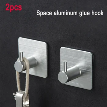 

Newly 2pcs Coat Holder Exquisite Space Aluminum Hat Clothes Hook Aluminum Alloy Hook TE889