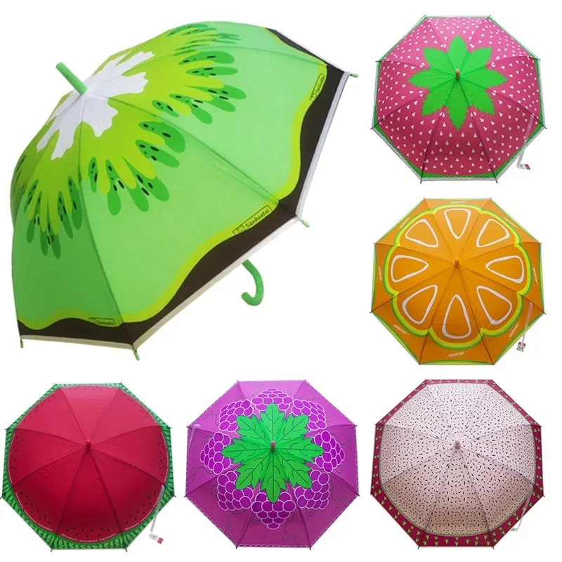 

Fruit Children Long Umbrella For Creative Grape Kiwi Orange Long-handled Fruit Modeling Kids Umbrella For Boys Girls
