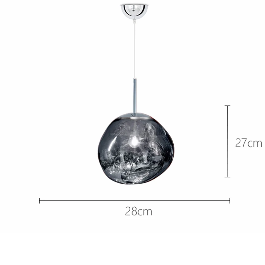 Современный светодиодный подвесной светильник DIXON Melt Lava, лофт, украшение в виде стеклянного шара, подвесной светильник для спальни, подвесной светильник, освещение для кухни - Цвет корпуса: Silver 28CM