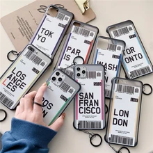 Ins US City Label Bar code Phone Case For iPhone 11 Pro Xs MAX XR X 6 s 7 8 plus Simple letter new York Clear silicon Cover Capa