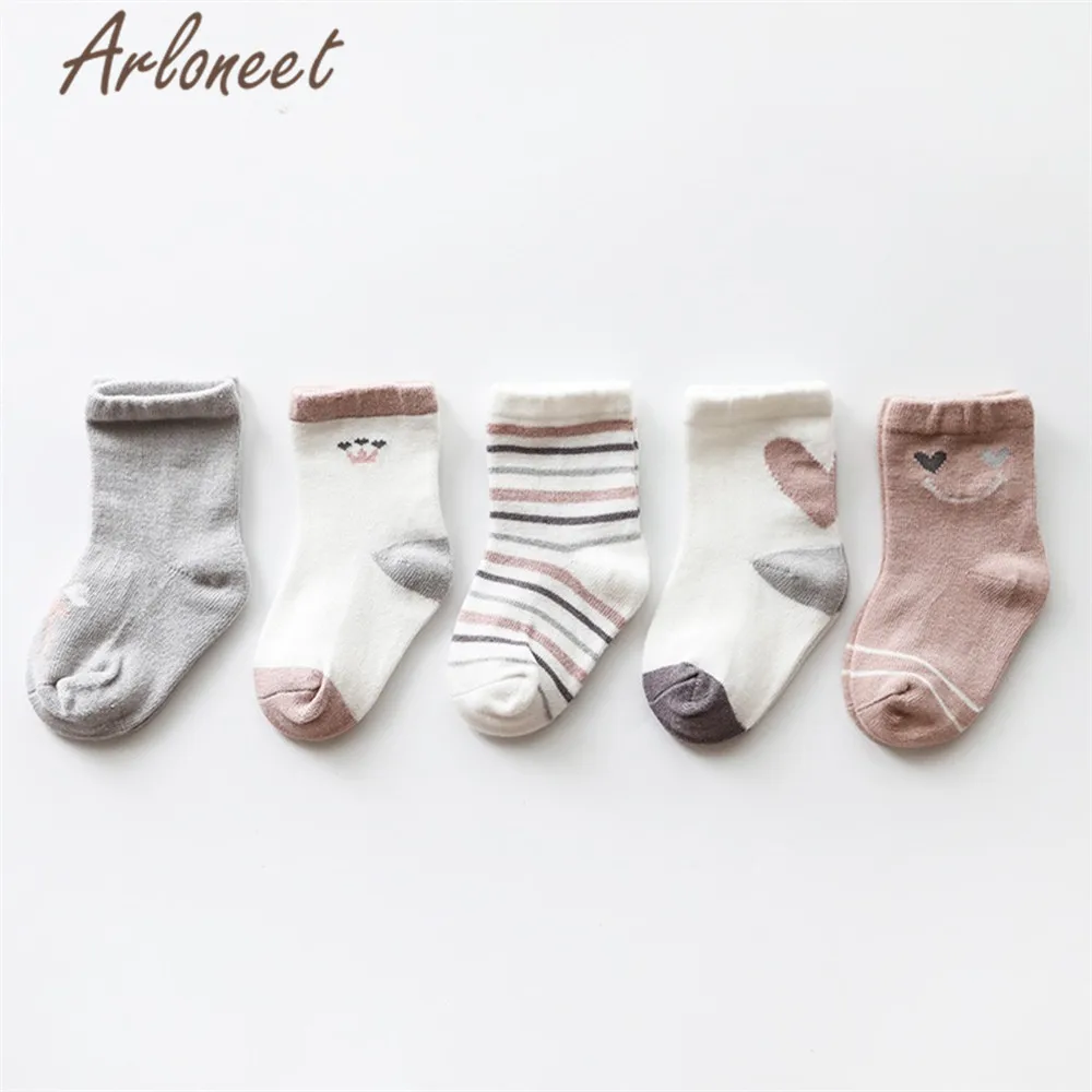 ARLONEET/Носки для новорожденных нескользящие носки для девочек и мальчиков, 5 шт. в комплекте, Детские хлопковые носки для девочек, осенне-зимние носки для мальчиков, кроссовки