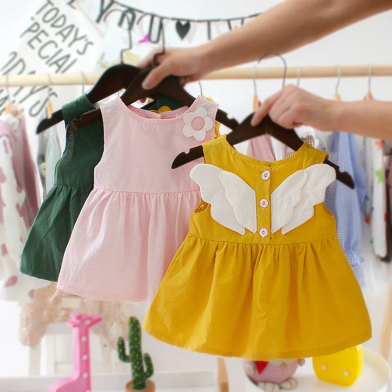 Летнее платье с крыльями ангела для девочек Одежда для маленьких девочек милые детские платья-майки платье принцессы для девочек на день рождения vestidos roupa infantil