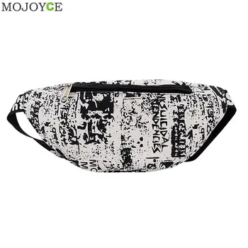 

Canvas Chest Bag Men Women Print Shoulder Crossbody Pack Zipper Streetwear Unisex Sports Casual Waist Belt Purse
