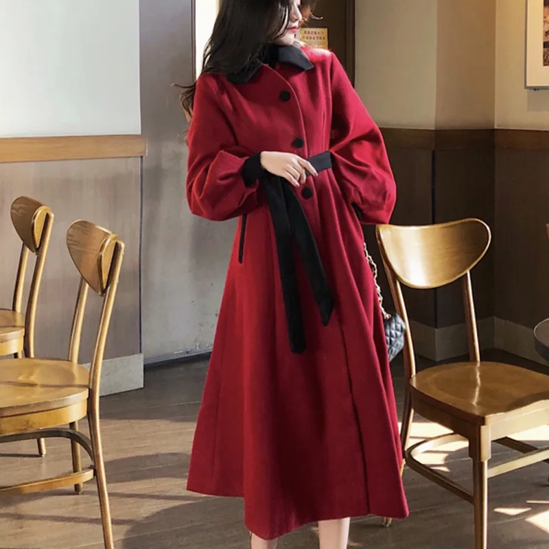 

Winter Long Wool Coat Women Jacket 2020 New Korean Slim Retro Temperament Long-sleeved Cashmere Overcoat Outwear Manteau Abrigo