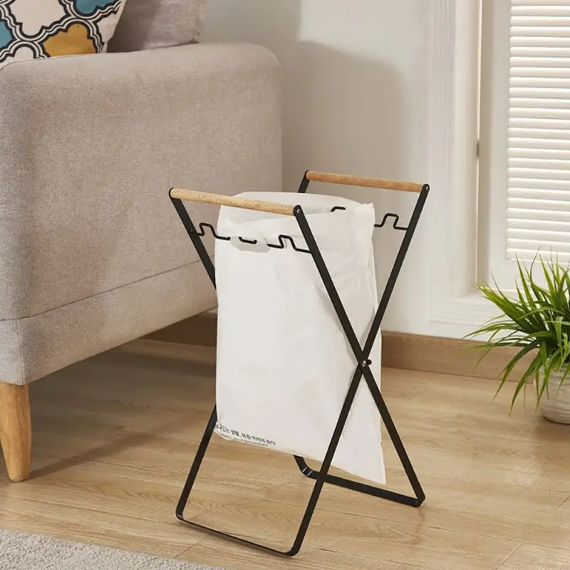 Folding Garbage Storage Stand Living Room Balcony Garbage Bag Bracket Wrought Iron Storage Rack