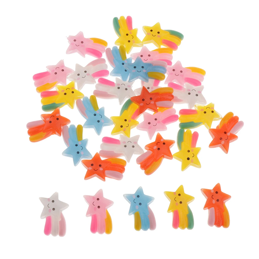 30 Pieces Slime Charms Cute Set Mixed Star Shape Resin Flatback Slime Beads Making Supplies for DIY Scrapbooking Crafts