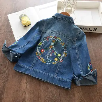 

Girls Coats New Brand Spring Autumn Kids Girl Denim Jacket Suits Floral Outfits Fashion Embroidery Children Clothing Outerwear
