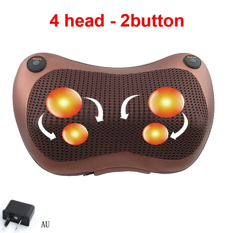 AU Plug 4 head Массажер для шеи и головы шейный шиацу массажная подушка - Цвет: AU Plug 4 head