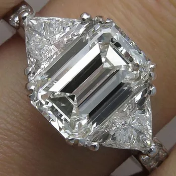 

Huitan Luxury AAA Geometric Shape Crystal Zircon Women Finger Ring Weeding Engagement Party Bridal Ring Statement Jewelry New