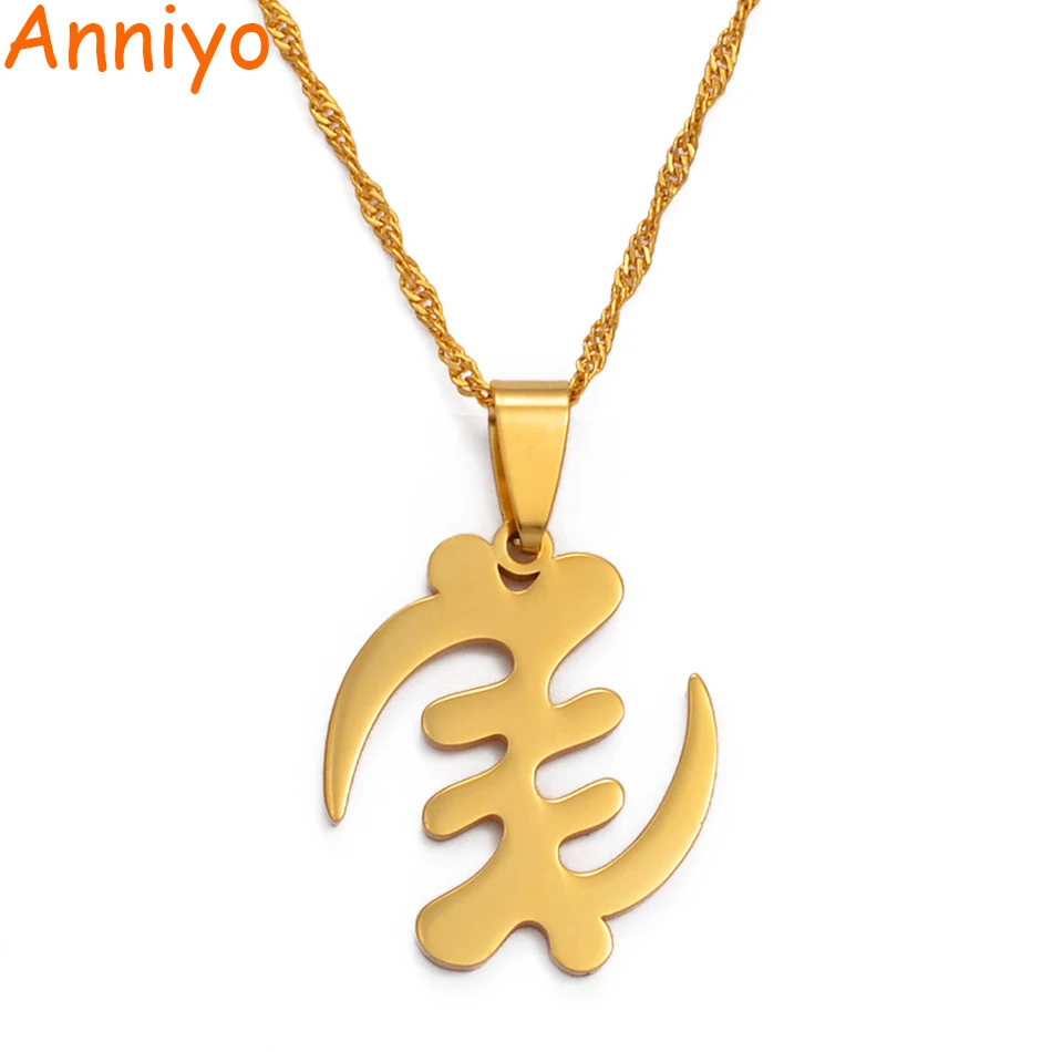 Anniyo Африканский символ кулон ожерелья Золото Цвет Нержавеющая сталь Adinkra Gye Nyame этнические ювелирные изделия Ghanaian#124921