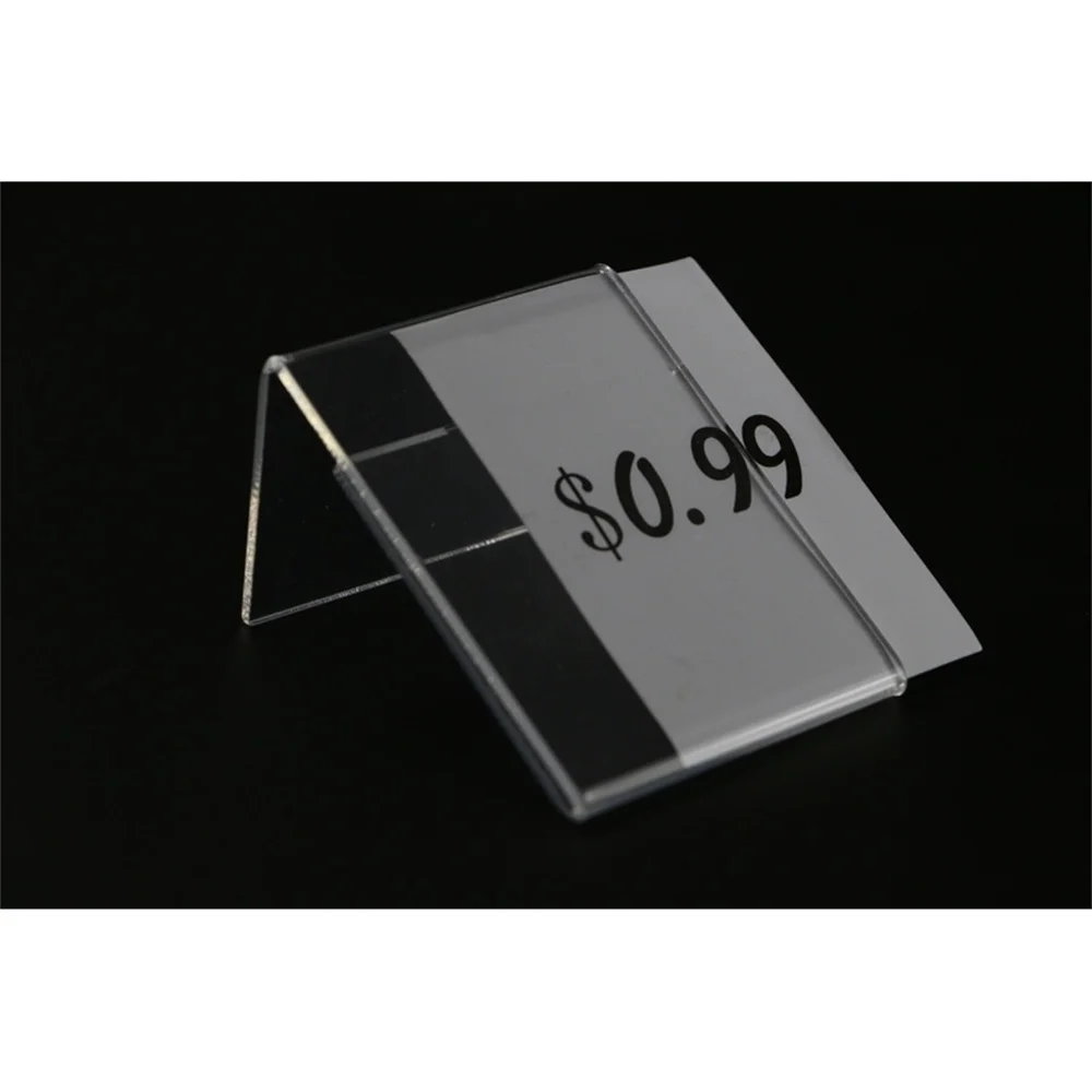 20pcs 5x7cm Clear Picture Frame Name Card Price Tag Display Stand Label Holder Showcase Jewelry Price Tag Clip Paper Sign Rack