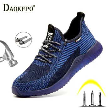 

DAOKFPO Men Steel Toe Safety Work Shoes Breathable Lightweight Comfortable Industrial Construction Shoes Puncture Proof Antislip