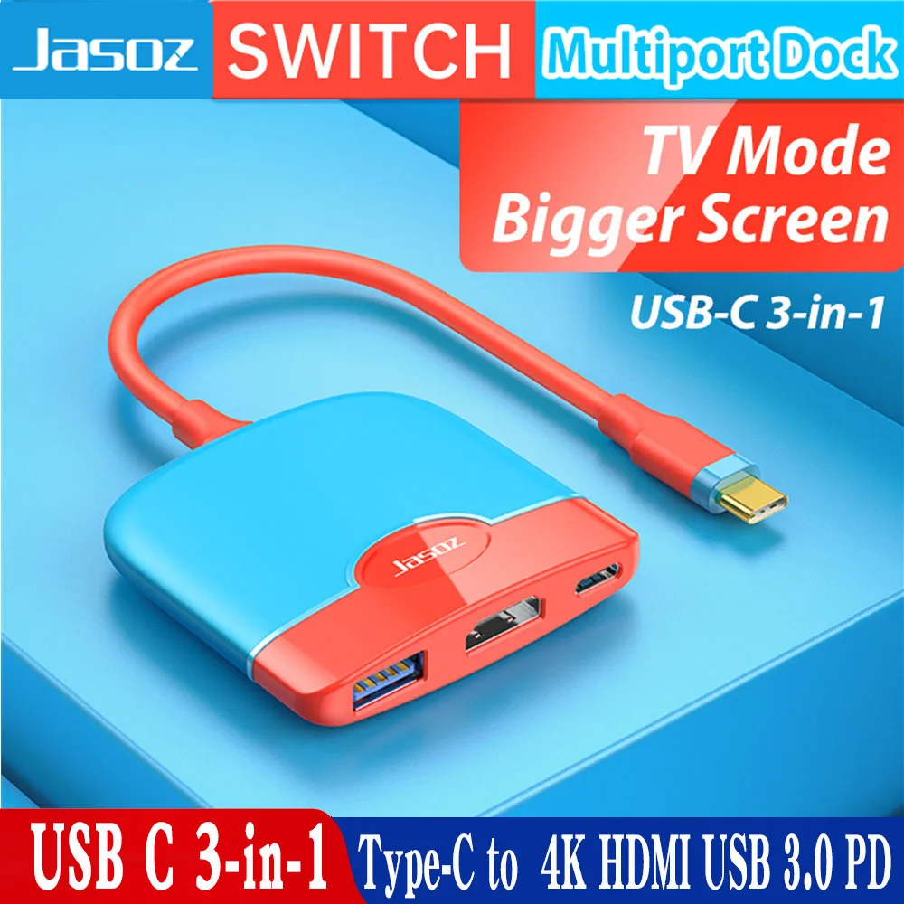 Jasoz Switch Docking Station Adapter Usb C A 4K Hdmi Usb 3.0 Pd Per Nintendo Switch Dock Station Portatile Macbook Air Pro Ipad