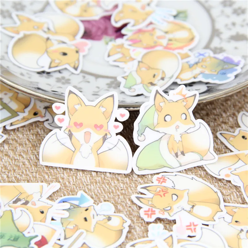 Best 40 Pcs lot Sprouting fox behavior Decorative paper Sticker Decal For Phone Car Laptop Album diary Backpack Kids Toy Stickers