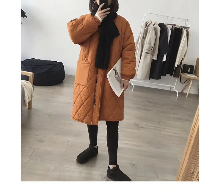 

2018 Origional Women's Large Size Autumn & Winter New Style Middle Long Coat Cotton-padded Clothes Women's Loose-Fit Slimming Fa