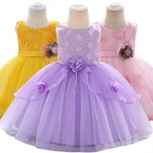 Летние Новорожденные Одежда для девочек Детские платья для девочек в возрасте 1 года платье для дня рождения для малышей, платье с цветочным принтом детская одежда