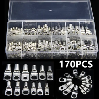 terminales SC de anillo 60/100/170 Uds. Conectores de Cable de cobre estañado crimpado de Cable desnudo/Kit surtido de terminales soldados 1