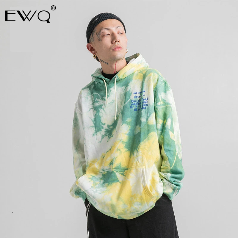 EWQ/Мужская одежда, новинка, толстовка с капюшоном для улицы, с принтом в виде букв, мужская Свободная Толстовка для влюбленных, осенняя, 19H-a308