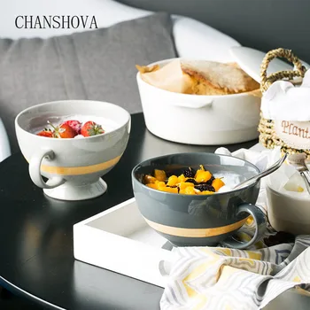 

CHANSHOVA 550ml High-capacity European Style Creative Personality Ceramic Coffee Mug with Handgrip Porcelain Coffee Cup H047