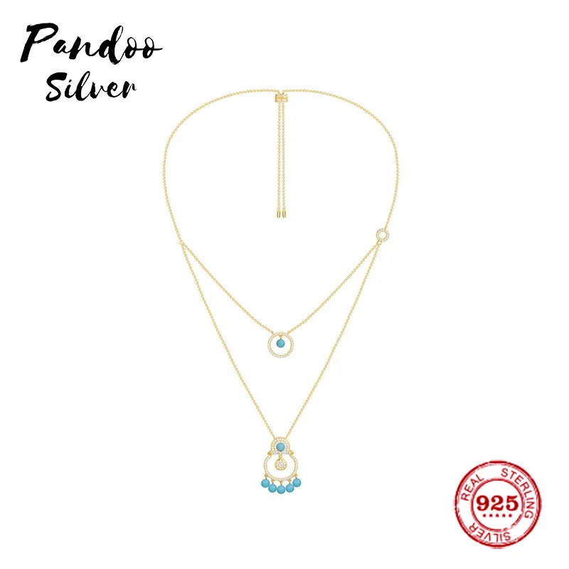 

Fashion Charm Sterling Silver Copy 1:1 Copy,Adjustable Double Strand Necklace With Beads Women Monaco Jewelry Gift With Logo
