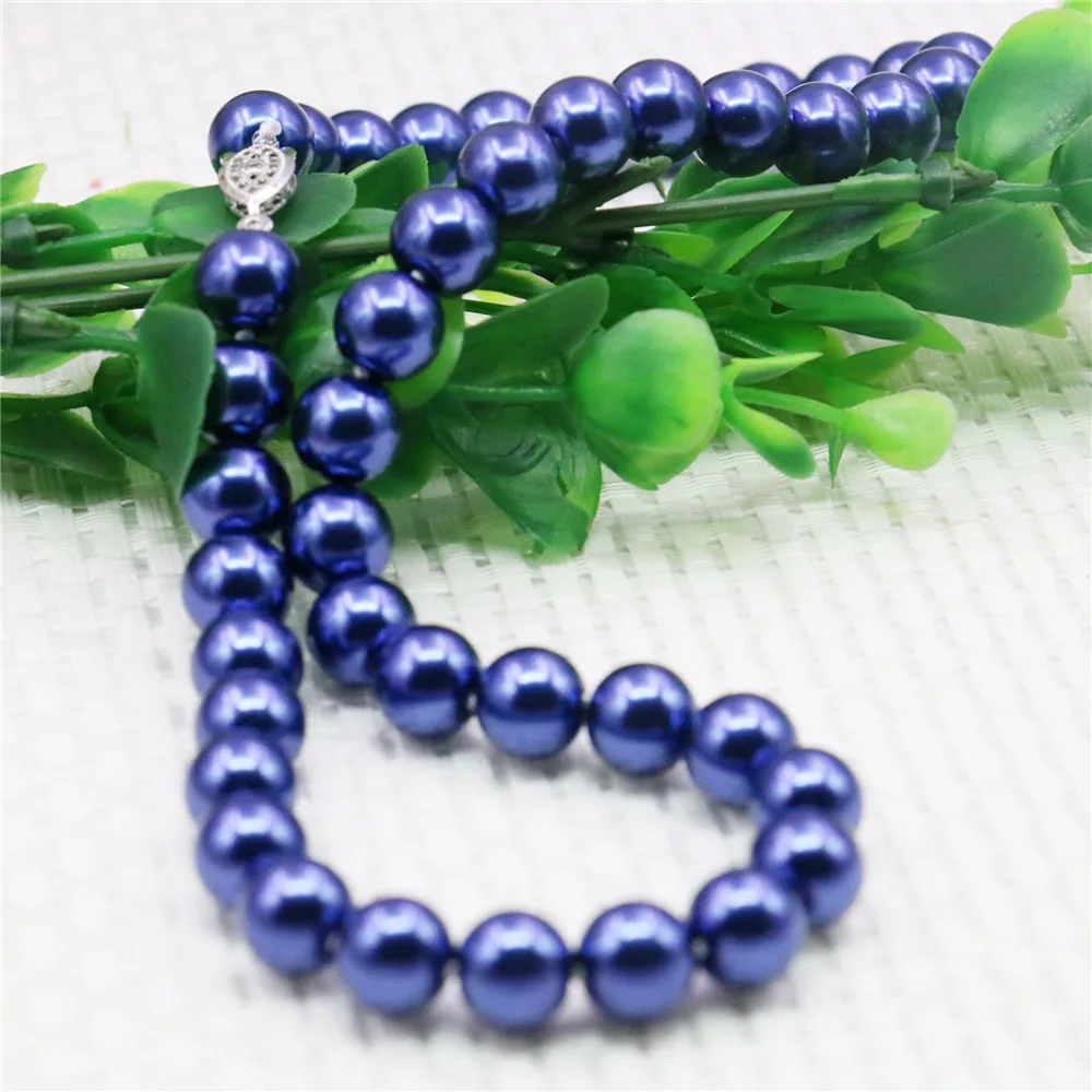 21 Inch Navy Blue Glass Pearl Necklace/Bracelet/Earrings Set | eBay