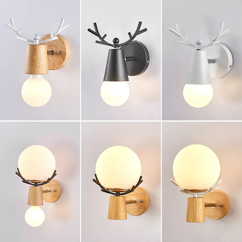 

New Style Northern European-Style Macarons Antlers Wall Lamp LED Creative Bedroom Bedside Wall Lamp Living Room Corridor Aisle L