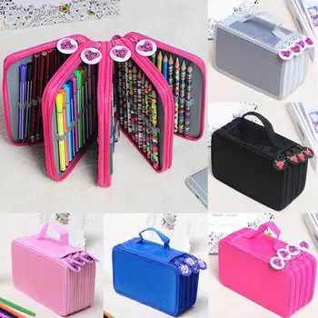 

Kids New Functional 72Slots Pencil Case Storage Bags Colors Portable Drawing Sketching Nylon Pencils Pen Case Pocket Holder Bag