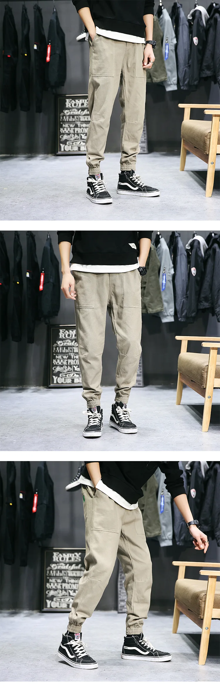 casual khaki pants The new spring cotton men's casual pants sweatpants boys and feet trousers overalls Tide joggers  streetwear  green pants pants fashion