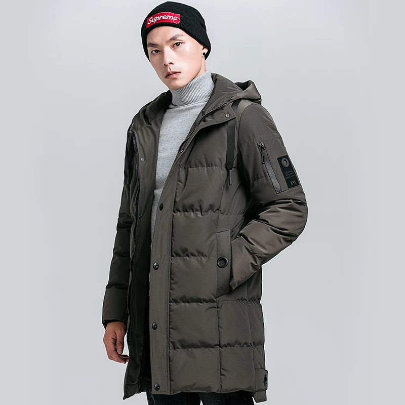 Winter Jackets Men Hooded Long Coat Black Parka Thick Keep Warm Windproof Outerwear Casual Mens Clothes Puffer Jackets Plus Size - Цвет: Зеленый
