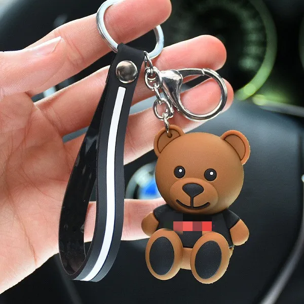 Милый мультяшный медведь брелок, подарки для девочки или мальчика кольцо для ключей Милая ПВХ цепочка для ключей с медведем женщины или мужчины автомобильный брелок - Цвет: 2