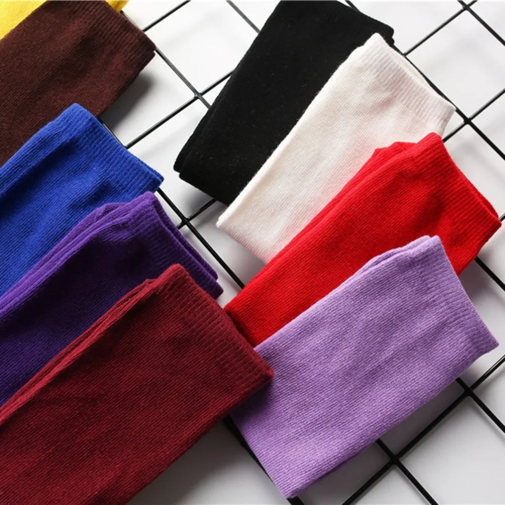 Casual Cotton Plain Socks Women Kawaii Socks Meias Korean Harajuku Solid Color Uniforms Accessories Pile Heap Funny Socks Meias