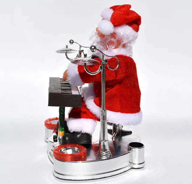 Moonbiffy 2022 New Electric Santa Claus Playing Piano Music Doll Christmas Decorations Children Gift Toys Electric Band 6