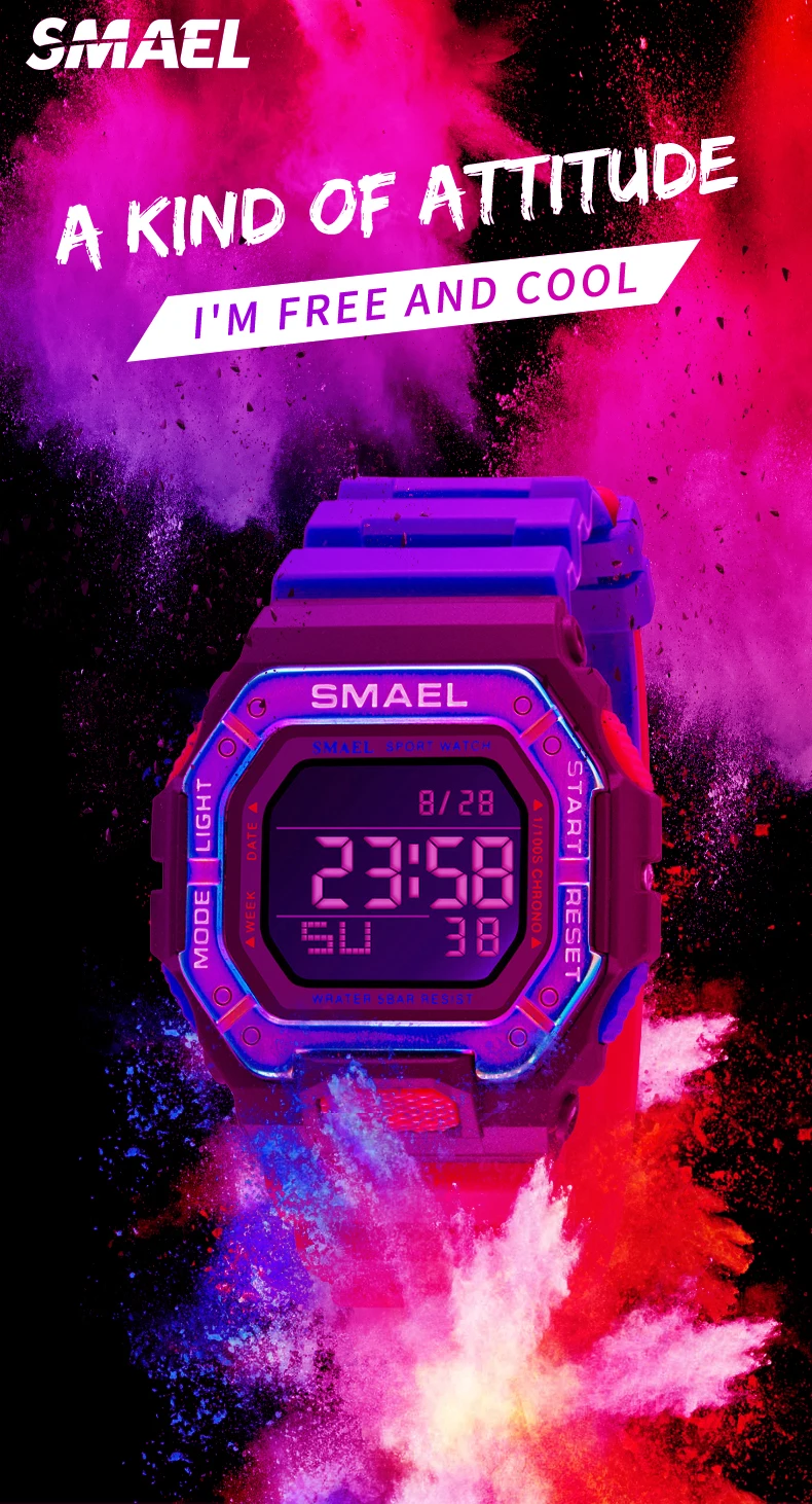 SMAEL Reloj Deportivo 2022 New Digital Men Watches Men Waterproof Sport Watch Sport PU Wristwatch Relojes Deportivos Zegarek