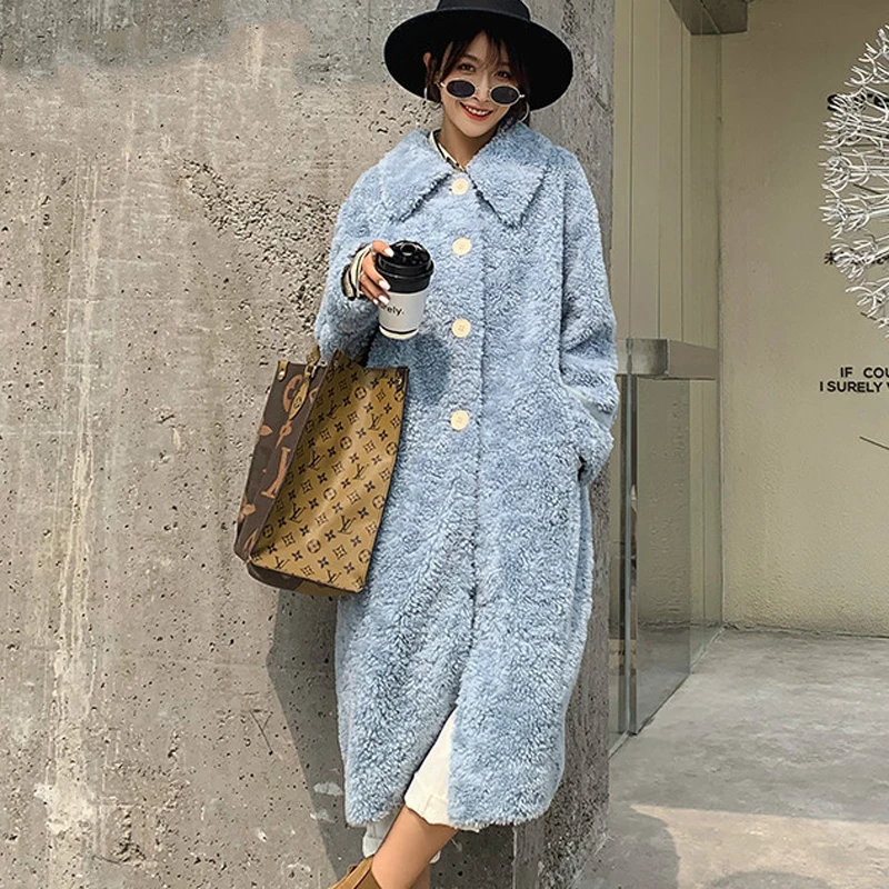 

2020 New Sheep Shearing Real Fur Coat Women Autumn Winter 100% Wool Jacekt Long Coats and Jackets Manteau Femme SGT-009 YY1753
