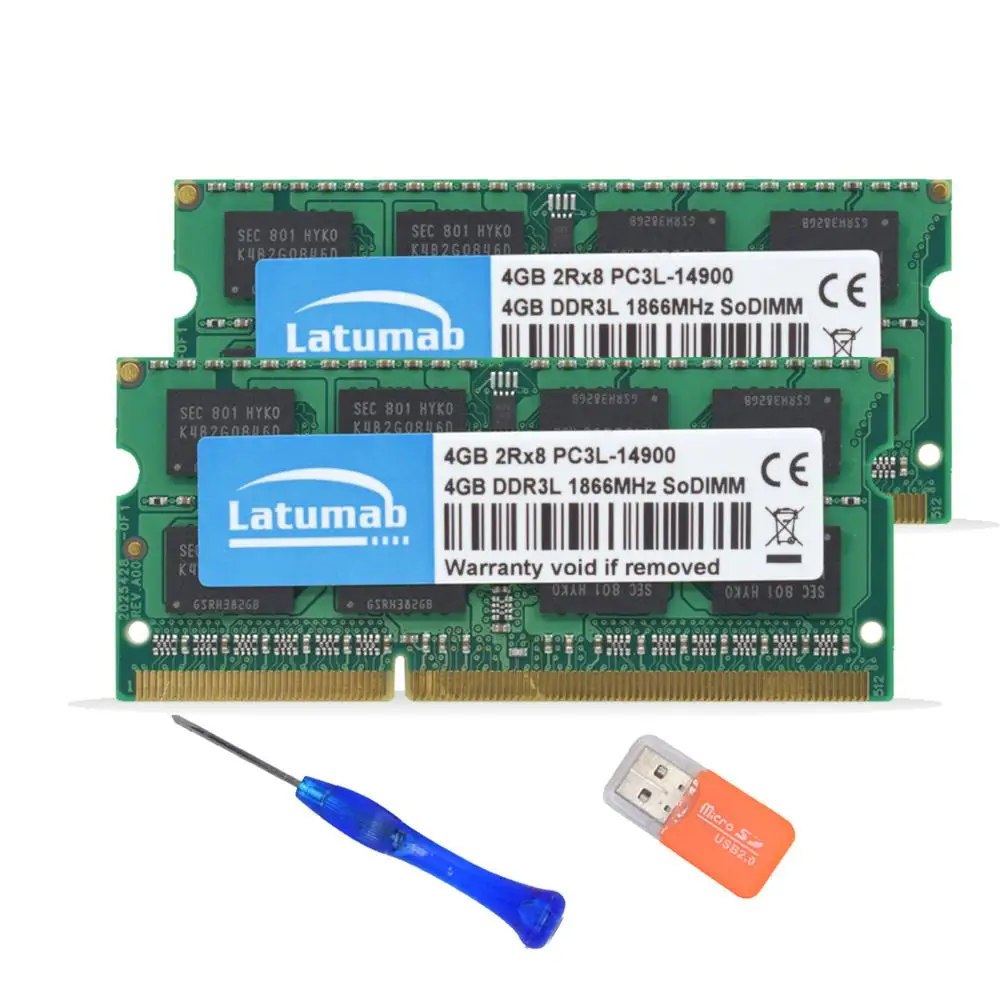 Latumab 4 ГБ 8 ГБ DDR3L 1866 МГц PC3L 14900 память ноутбука ОЗУ SODIMM 204 шпильки ноутбук превосходного качества модуль SODIMM 1,35 в ram