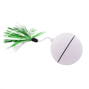 

Interactive Training Cat Toys, LED Light Cat Chasers Ball Rechargeable Entertainment Toy With Detachable Feather,
