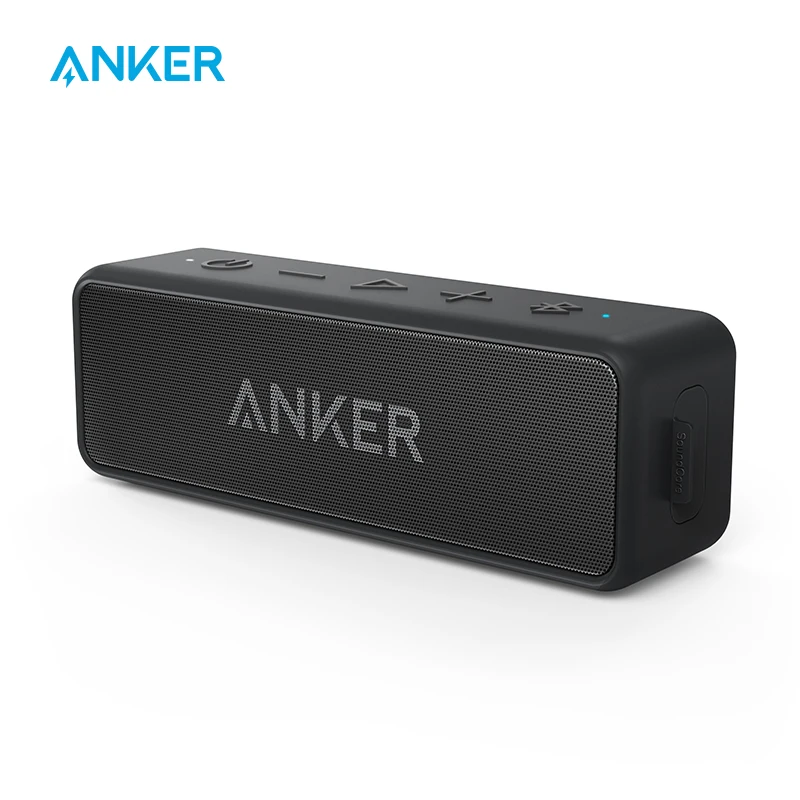 Caixa de som portátil Anker Soundcore 2, melhoria de graves, bateria para 24 horas de música, Bluetooth sem fio com alcance de 66 ft, resistência a água IPX7