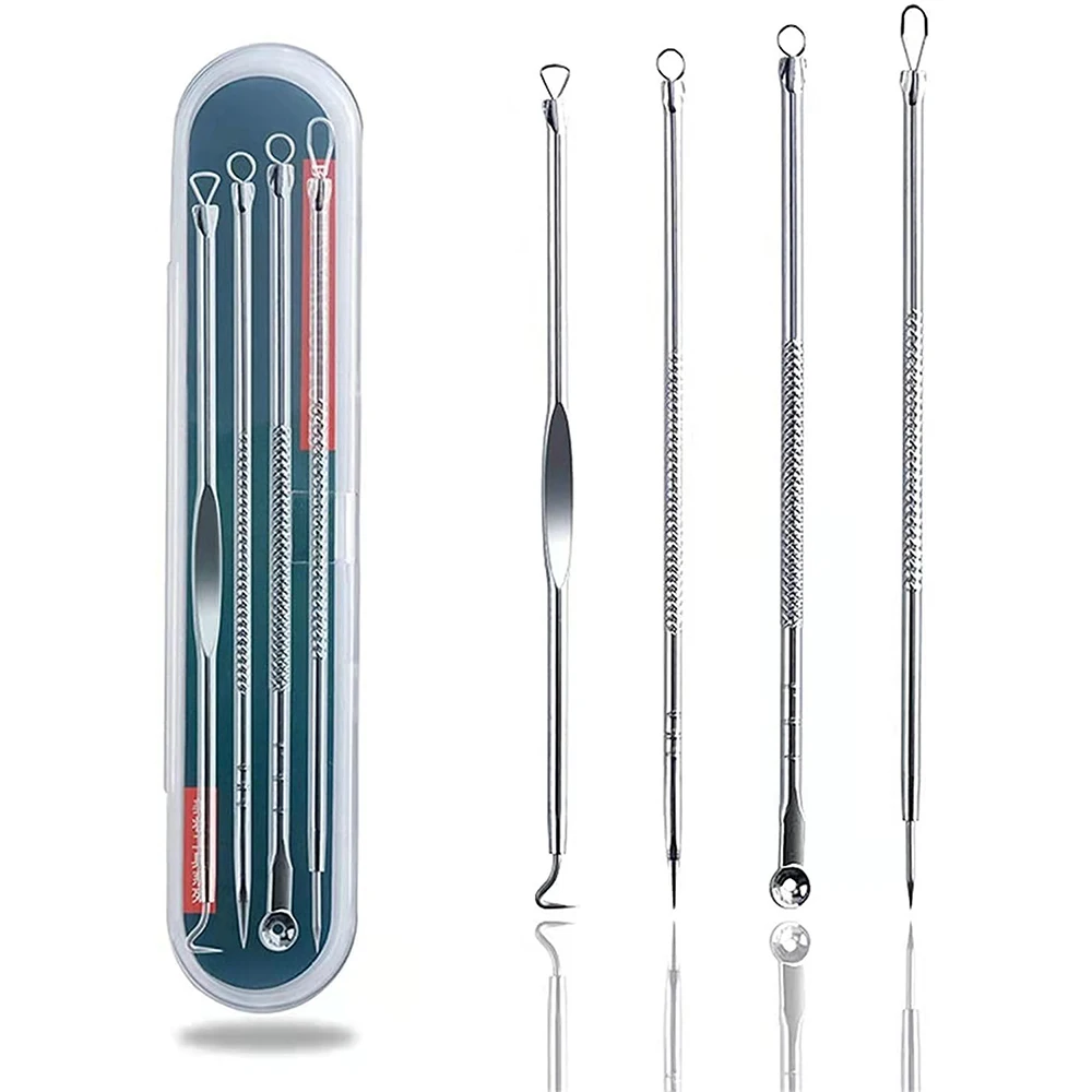 Blackhead Acne Remover 4pcs Comedone Black Head Blemish Pimple Removal Needle Face Skin Beauty Care Cleansing Pore Cleanser 2