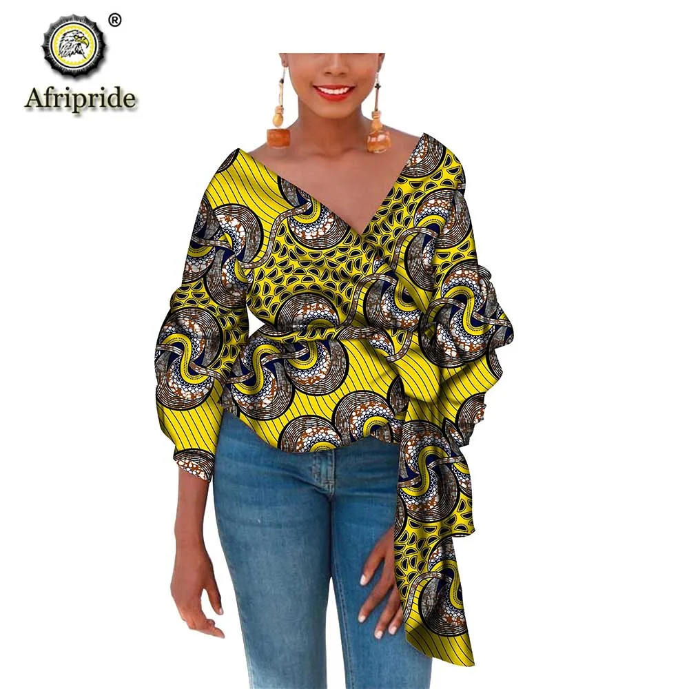 lower price  2019 african coats AFRIPRIDE dashiki bazin riche ankara print coat private custom pure cotton v-nec